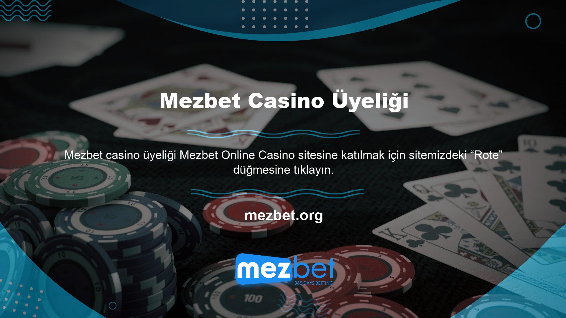 Mezbet yasadışı casino sitesinde kaydolmak için telefonunuzu kullanabilirsiniz